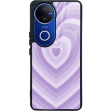 Spoyi Vivo V50 Lila Kalp Tasarımlı Glossy Telefon Kılıfı