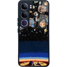 Spoyi Vivo V40 Lite Gezegenler Altında Kamp Tasarımlı Glossy Telefon Kılıfı