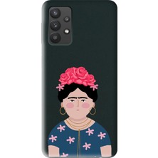 Spoyi Samsung A32 Frida Kahlo Portre Tasarımlı Siyah Lansman Telefon Kılıfı