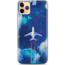 Spoyi Iphone 11 Pro Gökyüzü ve Uçak Tasarımlı Süper Şeffaf Telefon Kılıfı