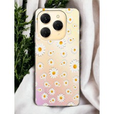 Spoyi Tecno Spark 20C Full Papatya Tasarımlı Şeffaf Telefon Kılıfı