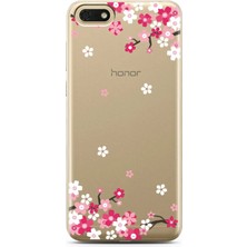 Spoyi Huawei Y5 2018 Art Sakura Tasarımlı Süper Şeffaf Telefon Kılıfı