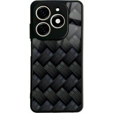 Spoyi Tecno Spark 20C Siyah Hasır Tasarımlı Glossy Telefon Kılıfı