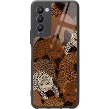 Spoyi Tecno Camon 18 Leoparlar Tasarımlı Glossy Telefon Kılıfı