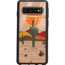 Spoyi Samsung S10 Retro Kaktüs Güneş Tasarımlı Glossy Telefon Kılıfı