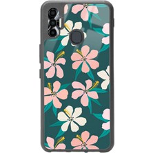 Spoyi Tecno Spark 7 Pro Leaf Flovers Tasarımlı Glossy Telefon Kılıfı