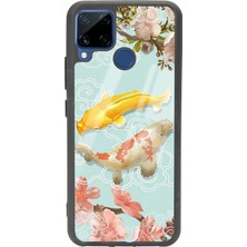 Spoyi Oppo Realme C15 Koi Balığı Tasarımlı Glossy Telefon Kılıfı
