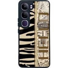 Spoyi Vivo V40 Lite Zebra Gazete Tasarımlı Glossy Telefon Kılıfı