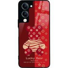 Spoyi Vivo Y04 Red Lucky Bear Tasarımlı Glossy Telefon Kılıfı