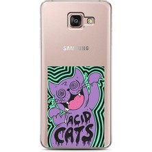 Spoyi Samsung A7 2016 Çatlak Kedi Tasarımlı Süper Şeffaf Telefon Kılıfı