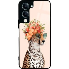 Spoyi Vivo Y19 Influencer Leopar Kedi Tasarımlı Glossy Telefon Kılıfı