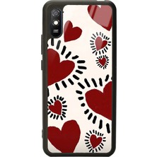 Spoyi Xiaomi Redmi 9A Brush Heart Tasarımlı Glossy Telefon Kılıfı