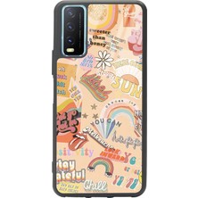 Spoyi Vivo Y20 Vintage Sticker Tasarımlı Glossy Telefon Kılıfı