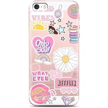 Spoyi Iphone 5/5s/se Pink Sticker Tasarımlı Süper Şeffaf Telefon Kılıfı