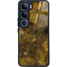 Spoyi Vivo V40 Lite Kahve Geometrik Tasarımlı Glossy Telefon Kılıfı