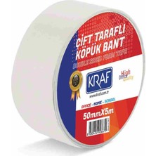 Kraf Çift Taraflı Köpük Bant 50 x 5 mm 1 Adet Beyaz Renkli Yüksek Kaliteli Ofis ve Okul Kullanımı