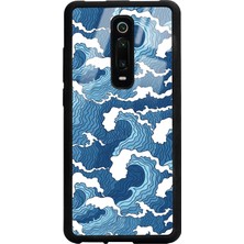 Spoyi Xiaomi Mi 9t Mavi Dalga Tasarımlı Glossy Telefon Kılıfı