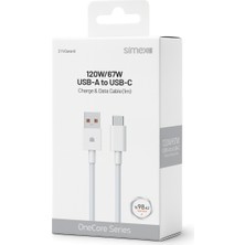 Simex 67W / 120W Xiaomi Uyumlu Type-C 6A Turbo Hızlı Şarj Kablosu 1 Metre Ce Belgeli Spk-15