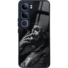 Spoyi Vivo V40 Lite Smoke Skull Tasarımlı Glossy Telefon Kılıfı