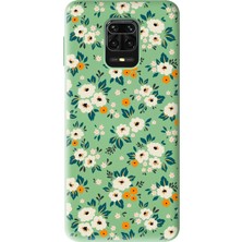 Spoyi Xiaomi Redmi Note 9 Pro - 9s Çiçek Bahçesi Tasarımlı Yeşil Lansman Telefon Kılıfı