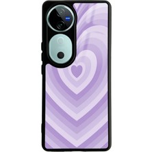 Spoyi Vivo V40 Lila Kalp Tasarımlı Glossy Telefon Kılıfı