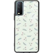 Spoyi Vivo Y20 Yeşil Yapraklı Tasarımlı Glossy Telefon Kılıfı