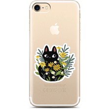 Spoyi Iphone 8 Cat Sticker Tasarımlı Süper Şeffaf Telefon Kılıfı