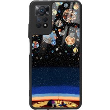 Spoyi Xiaomi Redmi Note 11 Pro Gezegenler Altında Kamp Tasarımlı Glossy Telefon Kılıfı