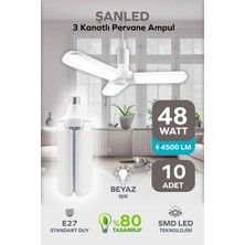 ŞANLED 3 Kanatlı Pervane 48W Ampul Beyaz Işık-10 Adettir
