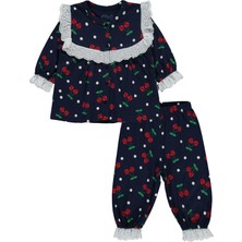 Civil Baby Kız Bebek Pijama Takımı 6-18 Ay Lacivert Çiçekli Desenli Özel Olaylar İçin