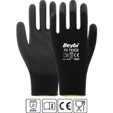 Beybi Pu Touch Poliüretan Kaplı Eldiven Siyah No 9 (10'lu Paket)