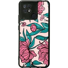 Spoyi Xiaomi Redmi 10A - 10C Fuşya Çiçekli Tasarımlı Glossy Telefon Kılıfı