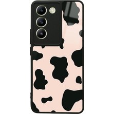 Spoyi Vivo V30 Lite Pink Milky Tasarımlı Glossy Telefon Kılıfı