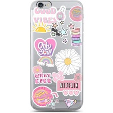 Spoyi Iphone 6/6s Pink Sticker Tasarımlı Süper Şeffaf Telefon Kılıfı