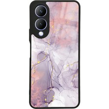 Spoyi Vivo Y17S Fuşya Mermer Tasarımlı Glossy Telefon Kılıfı