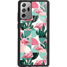 Spoyi Samsung Note 20 Retro Flamingo Duvar Kağıdı Tasarımlı Glossy Telefon Kılıfı