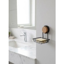Okyanus Home Ahşap Desenli Magic Fix Sihirli Yapışkan Siyah Kuru Sabunluk