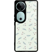 Spoyi Vivo V40 Yeşil Yapraklı Tasarımlı Glossy Telefon Kılıfı