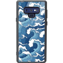 Spoyi Samsung Note 9 Mavi Dalga Tasarımlı Glossy Telefon Kılıfı