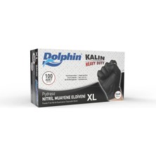 Dolphin Siyah Nitril Eldiven Pudrasız Ekstra Kalın Xl (1 PAKET/100 Adet)