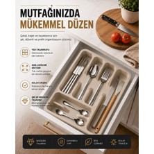Fevito 6 Bölmeli Çekmece Içi Kaşıklık, Plastik Çatal Bıçak Organizeri, Mutfak Düzenleyici Bej S-11003