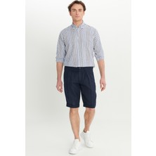 Altınyıldız Classics %100 Keten Slim Fit Dar Kesim Beli Lastikli Yan Cepli Şort