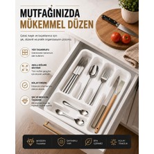 Fevito 6 Bölmeli Çekmece Içi Kaşıklık, Plastik Çatal Bıçak Organizeri, Mutfak Düzenleyici Beyaz S-11003