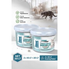 ZeniCat Naturel Bentonit Kedi Kumu 2X10 Lt - Ince Taneli Güçlü Topaklanan Kokusuz Tozsuz Kovalı