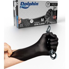 Dolphin Siyah Nitril Eldiven Pudrasız Ekstra Kalın M (1 PAKET/100 Adet)