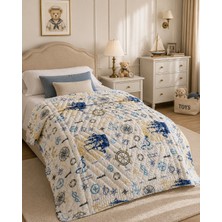 di Tubina %100 Pamuk Denizci Desen Çocuk Yorganı 110X150 cm Premium Uyku Konforu