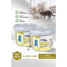 ZeniCat Limon Kokulu Bentonit Kedi Kumu 2X10 Lt Ince Taneli Güçlü Topaklanan Tozsuz Kovalı