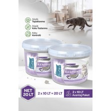 ZeniCat Bebek Pudralı Bentonit Kedi Kumu 2X10 Lt - Ince Taneli, Güçlü Topaklanan, Uzun Süreli Ferahlık, Kovalı