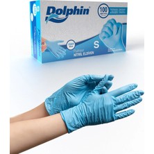Dolphin Mavi Nitril Eldiven Pudrasız S (1 PAKET/100 Adet)