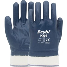 Beybi Kn6 Güvenli Manşetli Tam Kaplı Nitril Eldiven (Petrolcü) Lacivert No 10 (10'lu Paket)